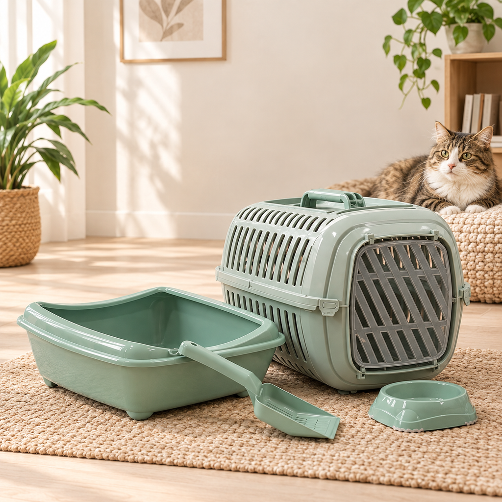 Moderna Cozy Journey Cat Combo - Carrier + Bowl + Litter Tray + Scoop