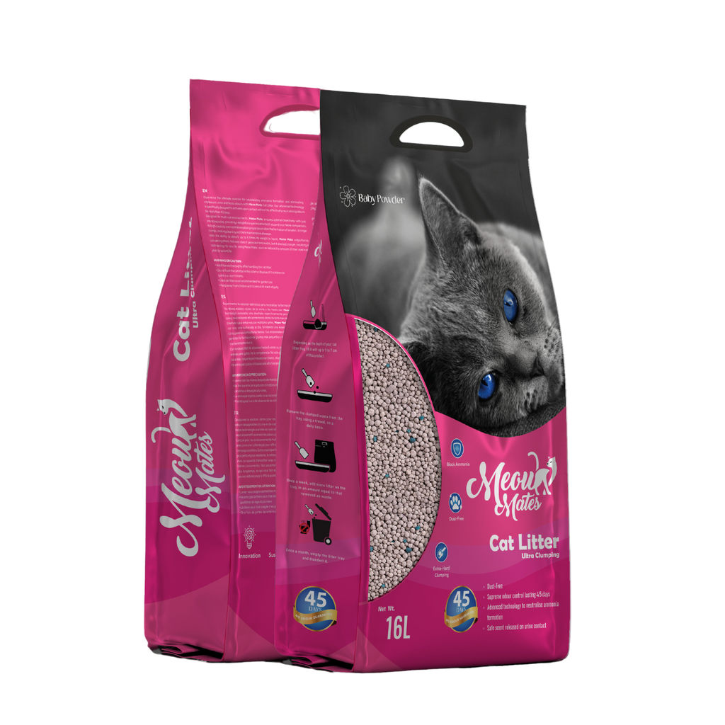 Meow Mates Bentonite Cat Litter - Baby Powder Scent 16L/10kg - product detail