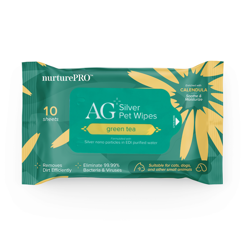NurturePro AG+ Silver Pet Wet Wipes - Green Tea